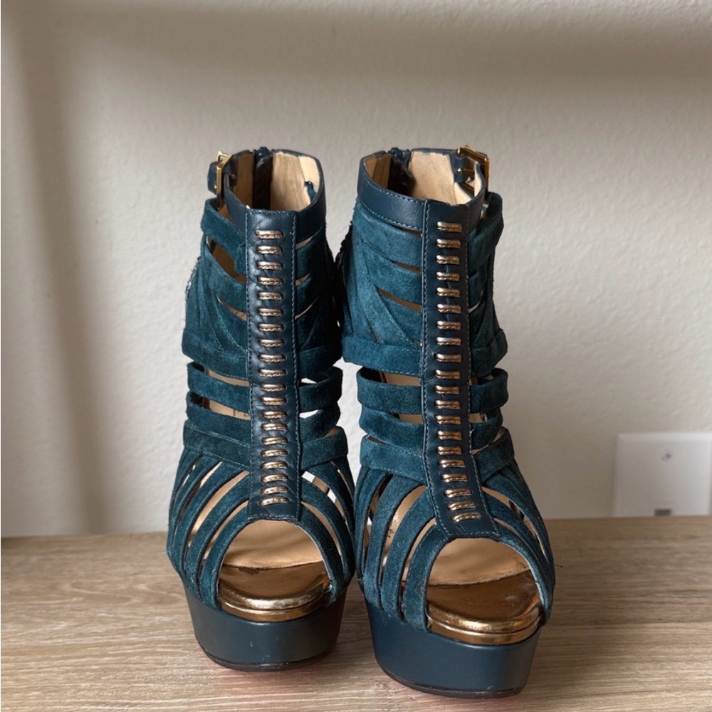 Christian Louboutin Karina Teal Suede Python Booties EU 37 (US 6–6.5)
